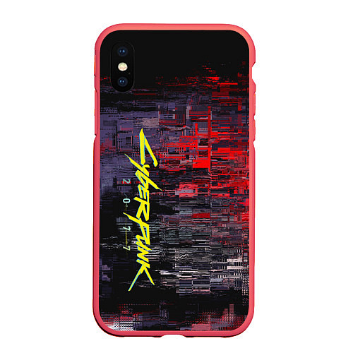 Чехол iPhone XS Max матовый Cyberpunk 2077 / 3D-Красный – фото 1