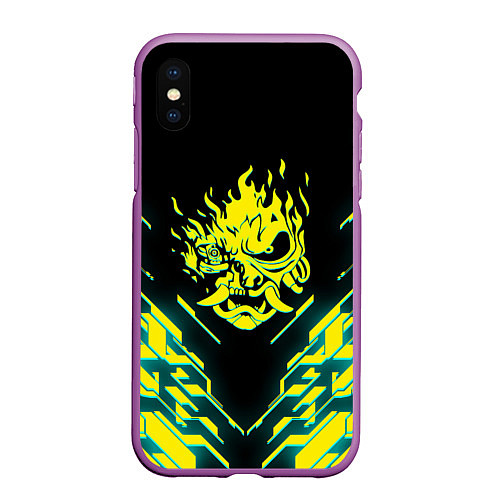 Чехол iPhone XS Max матовый Cyberpunk 2077: Samurai / 3D-Фиолетовый – фото 1