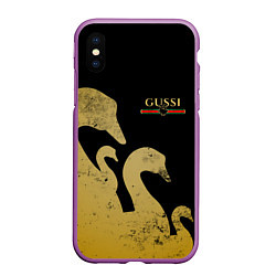 Чехол iPhone XS Max матовый GUSSI: Gold Edition, цвет: 3D-фиолетовый