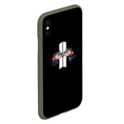 Чехол iPhone XS Max матовый BTS: Floral Minimalist, цвет: 3D-темно-зеленый — фото 2