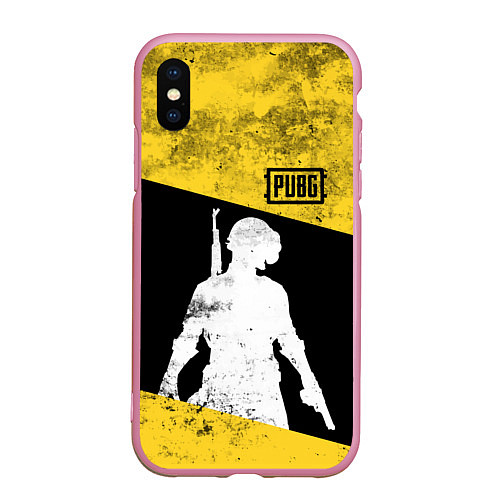 Чехол iPhone XS Max матовый PUBG: Yellow Grunge / 3D-Розовый – фото 1