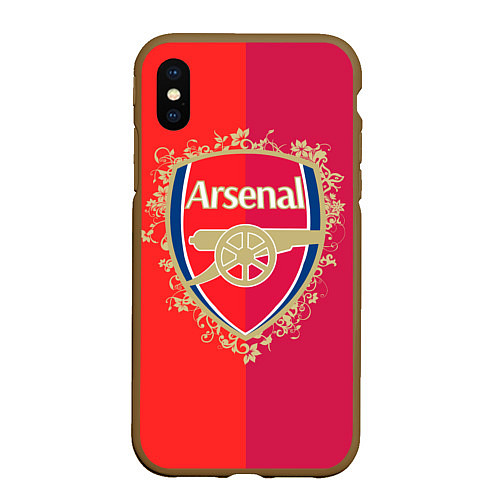 Чехол iPhone XS Max матовый FC Arsenal - emblem / 3D-Коричневый – фото 1