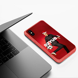 Чехол iPhone XS Max матовый Новогодний Дзюба, цвет: 3D-красный — фото 2