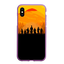 Чехол iPhone XS Max матовый Red Dead Redemption: Orange Sun, цвет: 3D-фиолетовый