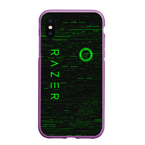 Чехол iPhone XS Max матовый RAZER / 3D-Фиолетовый – фото 1