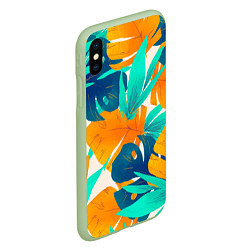 Чехол iPhone XS Max матовый Лазурные тропики, цвет: 3D-салатовый — фото 2