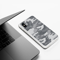 Чехол iPhone XS Max матовый Серый камуфляж, цвет: 3D-белый — фото 2