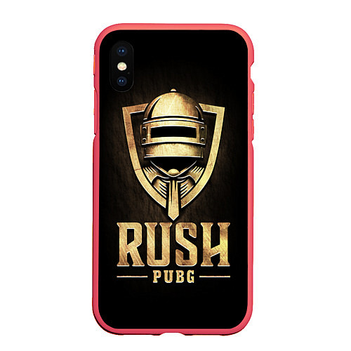 Чехол iPhone XS Max матовый Rush PUBG / 3D-Красный – фото 1