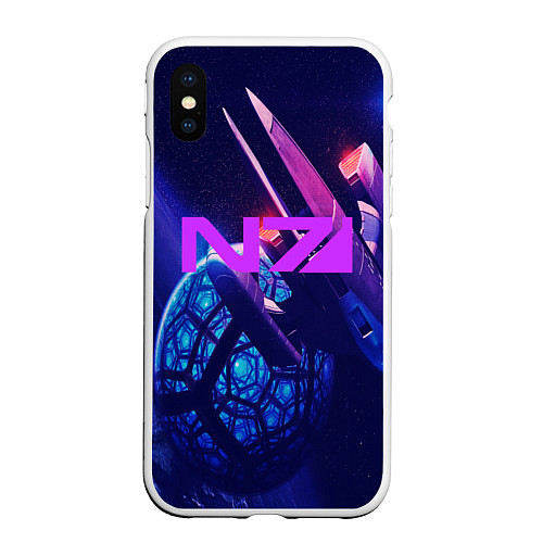 Чехол iPhone XS Max матовый N7: Neon Space / 3D-Белый – фото 1