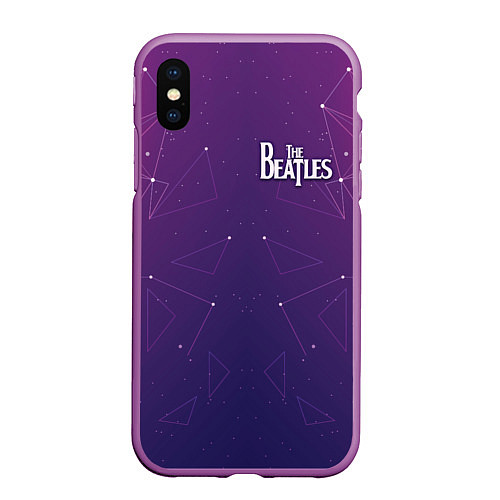 Чехол iPhone XS Max матовый The Beatles: Neon Style / 3D-Фиолетовый – фото 1