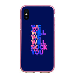 Чехол iPhone XS Max матовый Queen We Will Rock You, цвет: 3D-розовый
