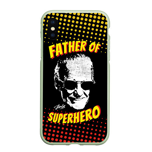 Чехол iPhone XS Max матовый Stan Lee: Father of Superhero / 3D-Салатовый – фото 1