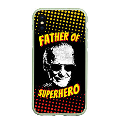 Чехол iPhone XS Max матовый Stan Lee: Father of Superhero, цвет: 3D-салатовый