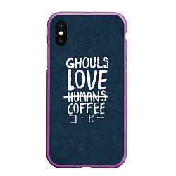 Чехол iPhone XS Max матовый Ghouls Love Coffee, цвет: 3D-фиолетовый