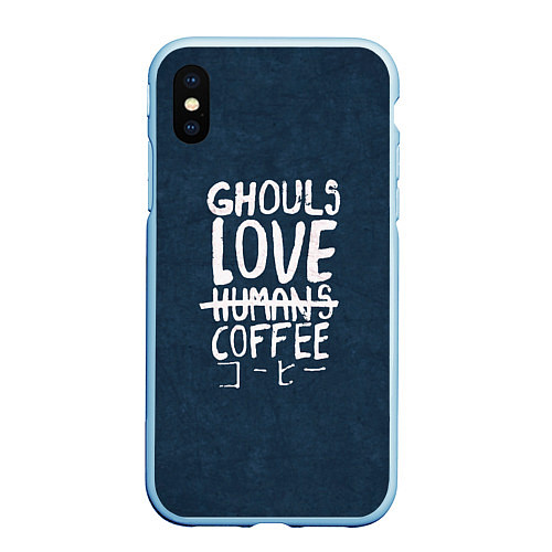 Чехол iPhone XS Max матовый Ghouls Love Coffee / 3D-Голубой – фото 1