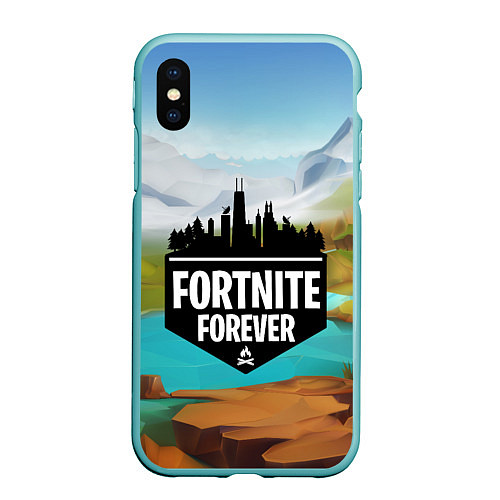 Чехол iPhone XS Max матовый Fortnite Forever / 3D-Мятный – фото 1