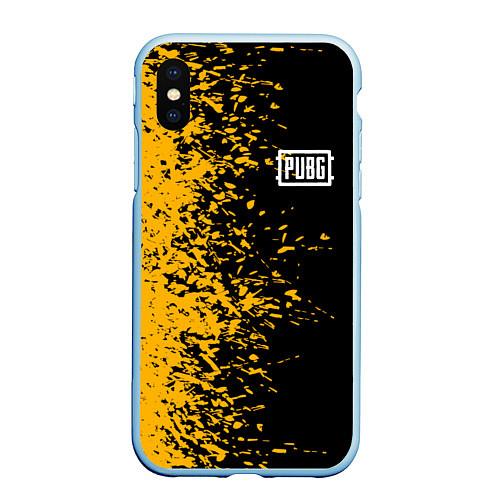 Чехол iPhone XS Max матовый PUBG: Yellow vs Black / 3D-Голубой – фото 1
