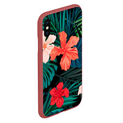 Чехол iPhone XS Max матовый Тропический мотив, цвет: 3D-красный — фото 2