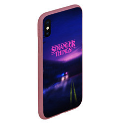 Чехол iPhone XS Max матовый Stranger Things: Neon Road, цвет: 3D-малиновый — фото 2