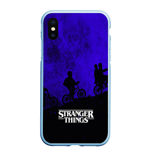 Чехол iPhone XS Max матовый Stranger Things: Moon Biker / 3D-Голубой – фото 1