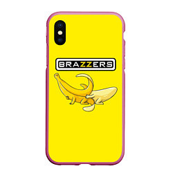 Чехол iPhone XS Max матовый Brazzers: Yellow Banana, цвет: 3D-малиновый