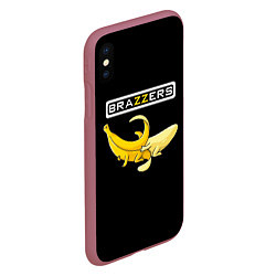 Чехол iPhone XS Max матовый Brazzers: Black Banana, цвет: 3D-малиновый — фото 2