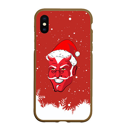 Чехол iPhone XS Max матовый Сатана Санта / 3D-Коричневый – фото 1