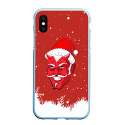 Чехол iPhone XS Max матовый Сатана Санта, цвет: 3D-голубой
