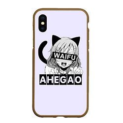 Чехол iPhone XS Max матовый Ahegao Waifu, цвет: 3D-коричневый