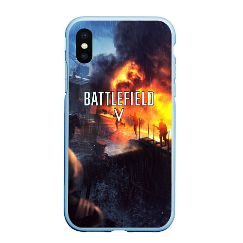 Чехол iPhone XS Max матовый BATTLEFIELD V / 3D-Голубой – фото 1