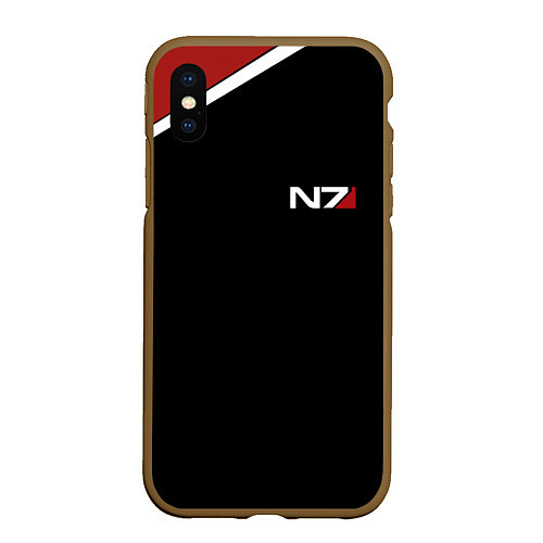 Чехол iPhone XS Max матовый MASS EFFECT N7 / 3D-Коричневый – фото 1