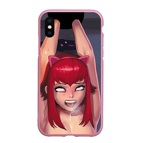 Чехол iPhone XS Max матовый Ahegao / 3D-Розовый – фото 1