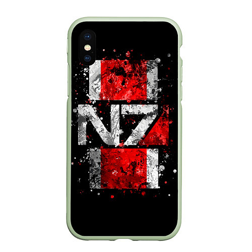 Чехол iPhone XS Max матовый Mass Effect N7 / 3D-Салатовый – фото 1