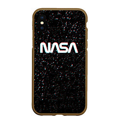 Чехол iPhone XS Max матовый NASA: Space Glitch, цвет: 3D-коричневый