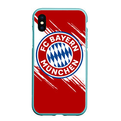 Чехол iPhone XS Max матовый ФК Бавария, цвет: 3D-мятный