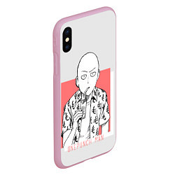 Чехол iPhone XS Max матовый Saitama: One-Punch Man, цвет: 3D-розовый — фото 2