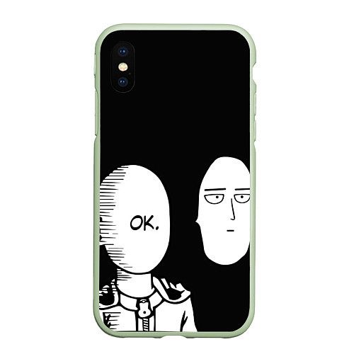 Чехол iPhone XS Max матовый Saitama: One-Punch Man / 3D-Салатовый – фото 1