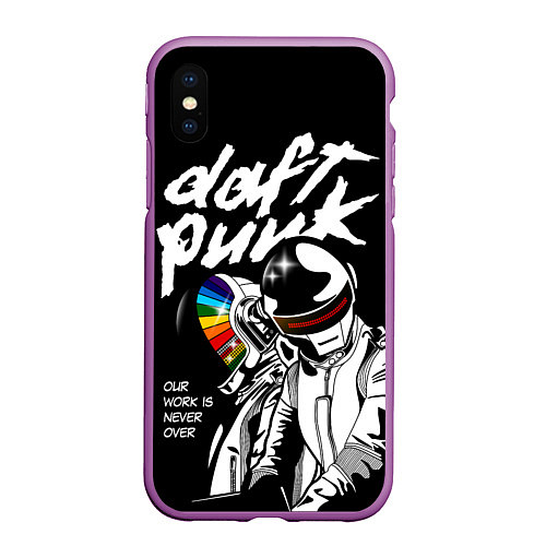 Чехол iPhone XS Max матовый Daft Punk: Our work is never over / 3D-Фиолетовый – фото 1