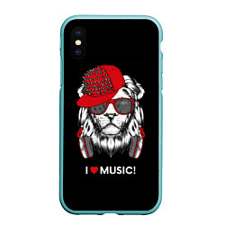 Чехол iPhone XS Max матовый I love music!, цвет: 3D-мятный
