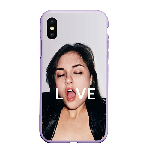 Чехол iPhone XS Max матовый Sasha Grey: LOVE / 3D-Светло-сиреневый – фото 1