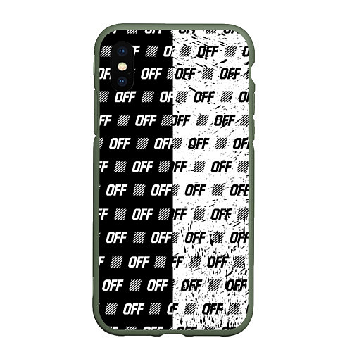 Чехол iPhone XS Max матовый Off-White: Black & White / 3D-Темно-зеленый – фото 1