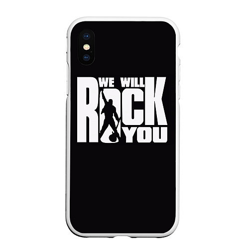 Чехол iPhone XS Max матовый Queen: We will rock you / 3D-Белый – фото 1