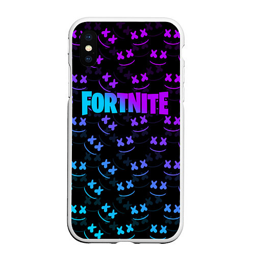 Чехол iPhone XS Max матовый FORTNITE x MARSHMELLO / 3D-Белый – фото 1