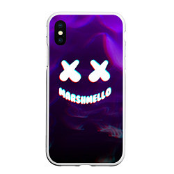 Чехол iPhone XS Max матовый Marshmello: Violet Glitch