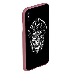 Чехол iPhone XS Max матовый Пиратский череп, цвет: 3D-малиновый — фото 2