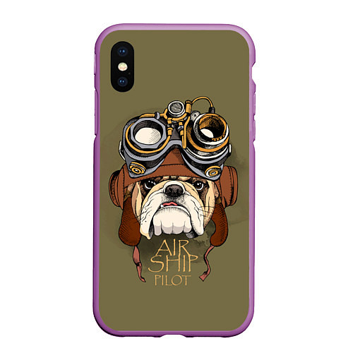 Чехол iPhone XS Max матовый Air ship pilot / 3D-Фиолетовый – фото 1