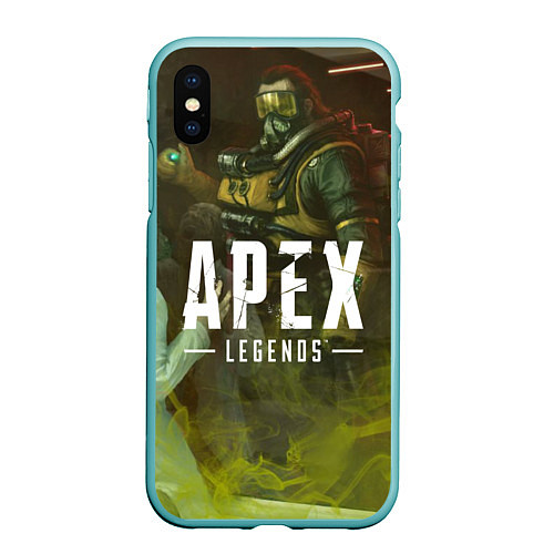 Чехол iPhone XS Max матовый Apex Legends: Toxic Soldier / 3D-Мятный – фото 1