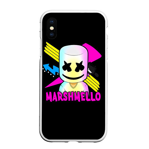 Чехол iPhone XS Max матовый Marshmello DJ / 3D-Белый – фото 1