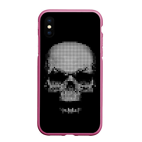 Чехол iPhone XS Max матовый Пиксельный череп / 3D-Малиновый – фото 1
