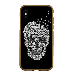 Чехол iPhone XS Max матовый Diamond Skull, цвет: 3D-коричневый